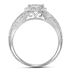 Radiant Love | 14kt White Gold Round Diamond Double Halo Bridal Wedding Ring Band Set 1 Cttw | Splendid Jewellery - Splendid Jewellery