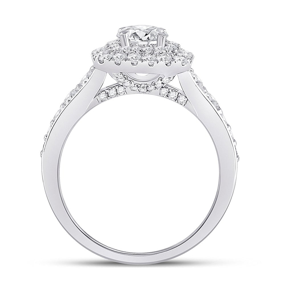 Radiant Love: 14kt White Gold Round Diamond Halo Bridal Wedding Engagement Ring 1 - 3/4 Cttw - Splendid Jewellery