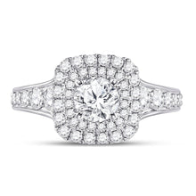 Load image into Gallery viewer, Radiant Love: 14kt White Gold Round Diamond Halo Bridal Wedding Engagement Ring 1-3/4 Cttw - Front View