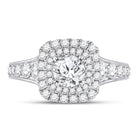 Radiant Love: 14kt White Gold Round Diamond Halo Bridal Wedding Engagement Ring 1-3/4 Cttw - Front View