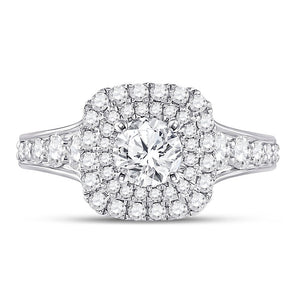 Radiant Love: 14kt White Gold Round Diamond Halo Bridal Wedding Engagement Ring 1 - 3/4 Cttw - Splendid Jewellery