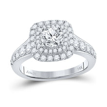 Load image into Gallery viewer, Radiant Love: 14kt White Gold Round Diamond Halo Bridal Wedding Engagement Ring 1-3/4 Cttw - Top View