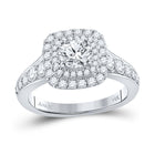 Radiant Love: 14kt White Gold Round Diamond Halo Bridal Wedding Engagement Ring 1-3/4 Cttw - Top View