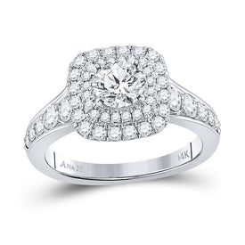 Radiant Love: 14kt White Gold Round Diamond Halo Bridal Wedding Engagement Ring 1-3/4 Cttw - Top View