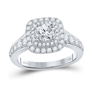 Radiant Love: 14kt White Gold Round Diamond Halo Bridal Wedding Engagement Ring 1 - 3/4 Cttw - Splendid Jewellery