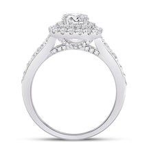 Load image into Gallery viewer, Radiant Love: 14kt White Gold Round Diamond Halo Bridal Wedding Engagement Ring 1-3/4 Cttw - Side View