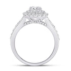 Radiant Love: 14kt White Gold Round Diamond Halo Bridal Wedding Engagement Ring 1-3/4 Cttw - Side View