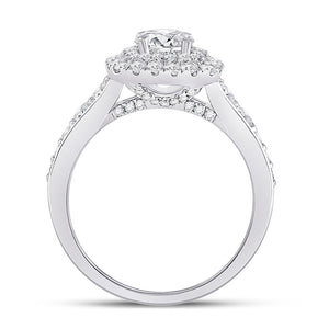 Radiant Love: 14kt White Gold Round Diamond Halo Bridal Wedding Engagement Ring 1 - 3/4 Cttw - Splendid Jewellery