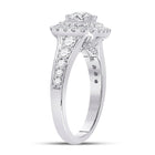 Radiant Love: 14kt White Gold Round Diamond Halo Bridal Wedding Engagement Ring 1-3/4 Cttw - Second Side View