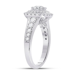 Radiant Love: 14kt White Gold Round Diamond Halo Bridal Wedding Engagement Ring 1 - 3/4 Cttw - Splendid Jewellery