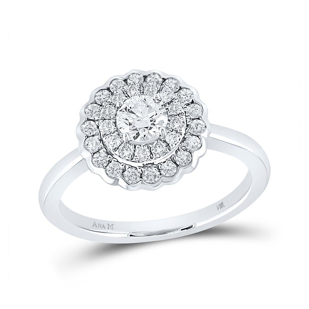 Radiant Love: 14kt White Gold Round Diamond Halo Bridal Wedding Engagement Ring - Splendid Jewellery