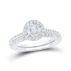 Radiant Love: 14kt White Gold Round Diamond Halo Bridal Wedding Ring Band Set 1 - 1/4 Cttw - Splendid Jewellery