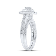 Load image into Gallery viewer, Radiant Love: 14kt White Gold Round Diamond Halo Bridal Wedding Ring Band Set 1 Cttw - Splendid Jewellery