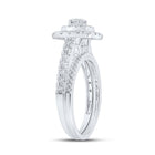 Radiant Love: 14kt White Gold Round Diamond Halo Bridal Wedding Ring Band Set 1 Cttw - Second Side View