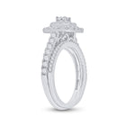 Radiant Love: 14kt White Gold Round Diamond Halo Bridal Wedding Ring Band Set 1 Cttw - Top View