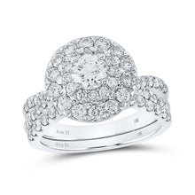 Load image into Gallery viewer, Radiant Love: 14kt White Gold Round Diamond Halo Bridal Wedding Ring Band Set - Splendid Jewellery