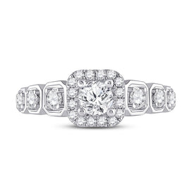 Radiant Love: 14kt White Gold Round Diamond Solitaire Bridal Wedding Engagement Ring 1-1/4 Cttw - Front View