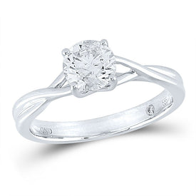 Radiant Love | 14kt White Gold Round Diamond Solitaire Bridal Wedding Engagement Ring 1 Cttw - Splendid Jewellery