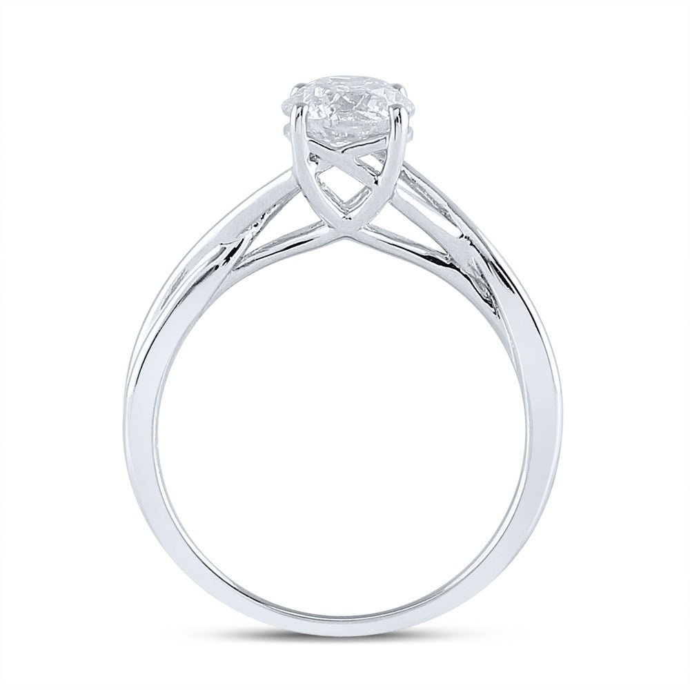 Radiant Love | 14kt White Gold Round Diamond Solitaire Bridal Wedding Engagement Ring 1 Cttw - Splendid Jewellery