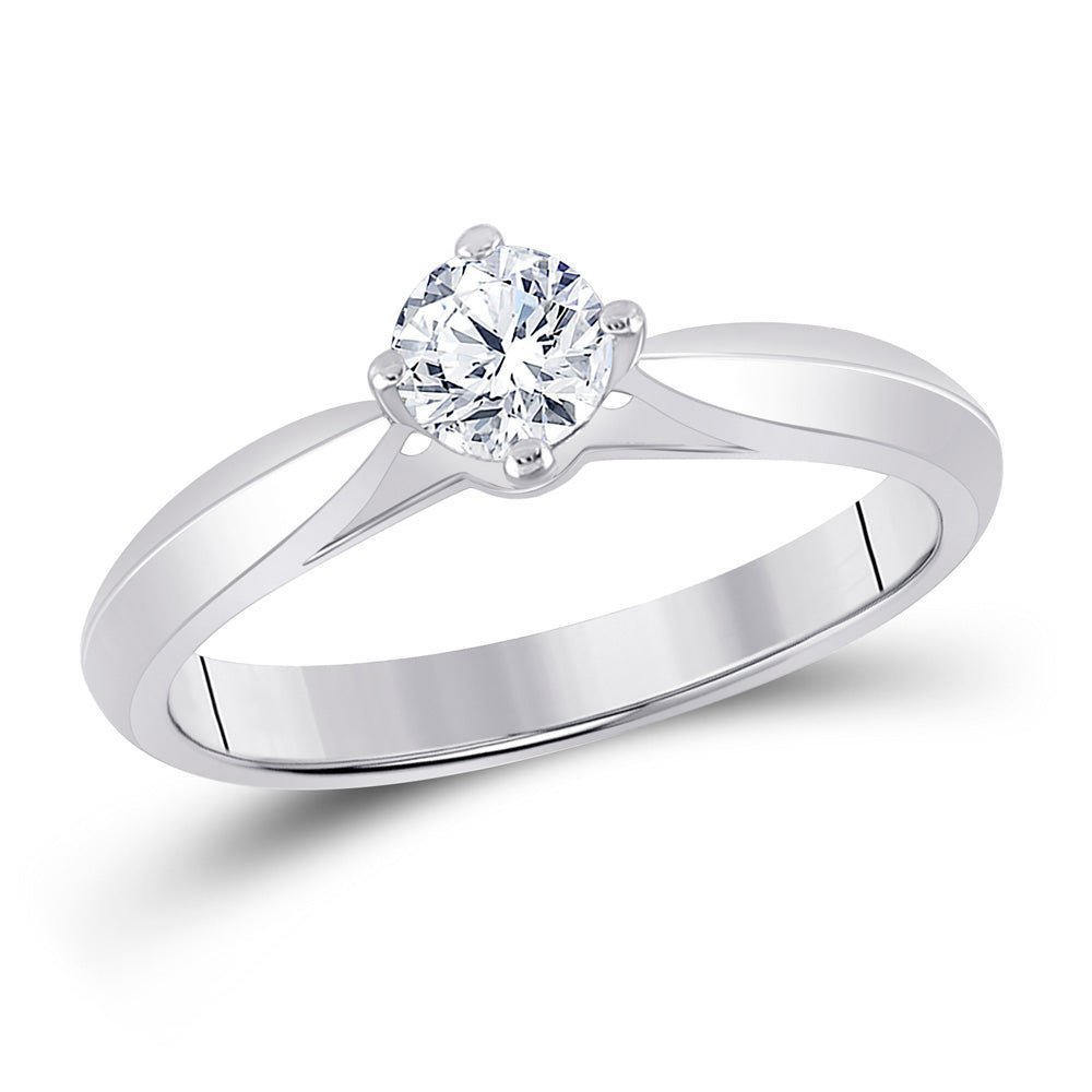 Radiant Love: 14kt White Gold Round Diamond Solitaire Bridal Wedding Engagement Ring 1/2 Cttw - Splendid Jewellery