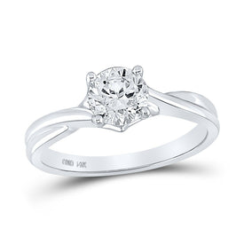 Radiant Love | 14kt White Gold Round Diamond Solitaire Bridal Wedding Engagement Ring 1/2 Cttw - Splendid Jewellery