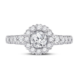 Radiant Love 14kt White Gold Round Diamond Solitaire Bridal Wedding Engagement Ring - Front View
