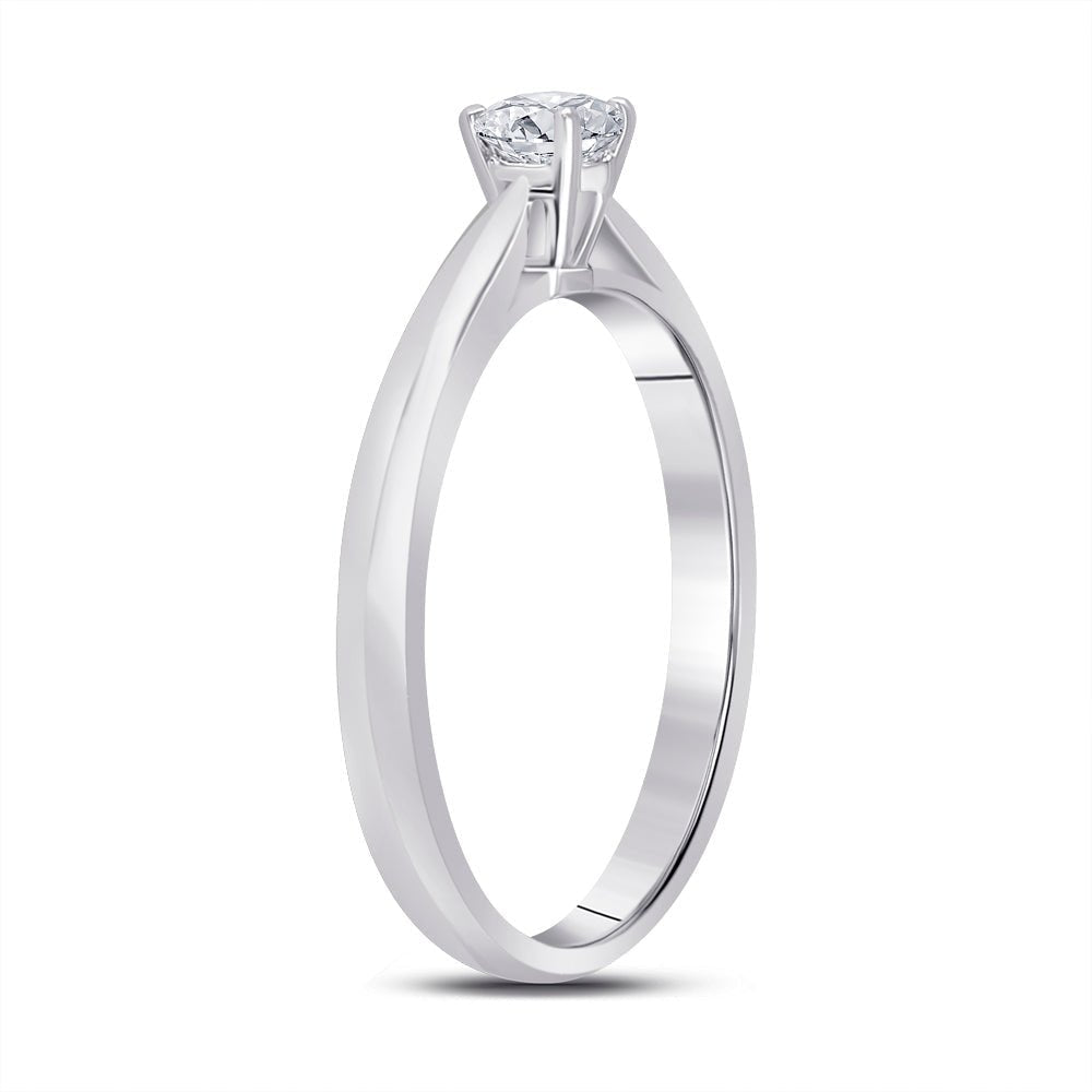 Radiant Love: 14kt White Gold Round Diamond Solitaire Bridal Wedding Ring - Splendid Jewellery