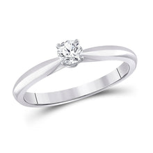 Load image into Gallery viewer, Radiant Love: 14kt White Gold Round Diamond Solitaire Bridal Wedding Ring - Top View