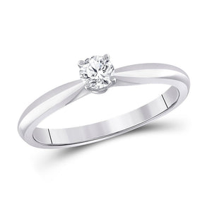 Radiant Love: 14kt White Gold Round Diamond Solitaire Bridal Wedding Ring - Splendid Jewellery