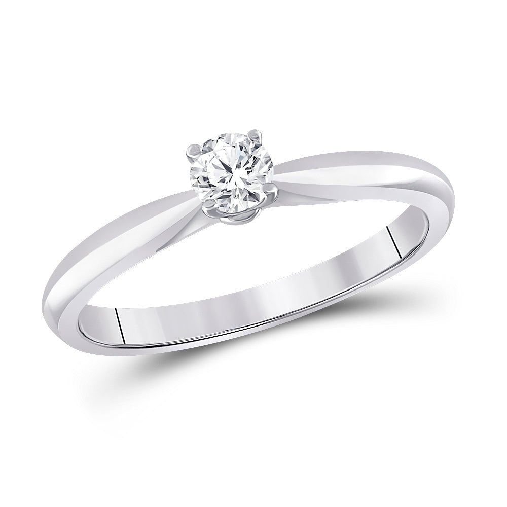 Radiant Love: 14kt White Gold Round Diamond Solitaire Bridal Wedding Ring - Splendid Jewellery