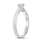 Radiant Love: 14kt White Gold Round Diamond Solitaire Bridal Wedding Ring - Second Side View