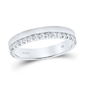 Radiant Love: 14kt White Gold Womens Machine-Set Round Diamond Wedding Band 1/4 Cttw - Top View