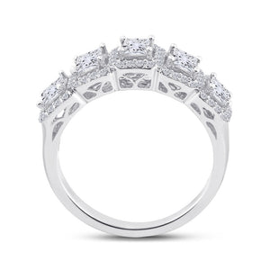 Radiant Love | 14kt White Gold Womens Princess Diamond 5 - Stone Anniversary Ring 1 Cttw | Splendid Jewellery - Splendid Jewellery