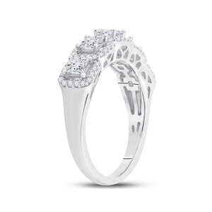 Radiant Love | 14kt White Gold Womens Princess Diamond 5 - Stone Anniversary Ring 1 Cttw | Splendid Jewellery - Splendid Jewellery