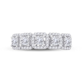 Radiant Love | 14kt White Gold Womens Princess Diamond 5 - Stone Anniversary Ring 1 Cttw | Splendid Jewellery - Splendid Jewellery