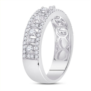 Radiant Love | 14kt White Gold Womens Round Diamond Anniversary Band Ring 5/8 Cttw - Splendid Jewellery