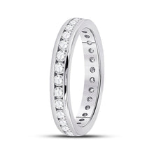 Load image into Gallery viewer, Radiant Love: 14kt White Gold Womens Round Diamond Eternity Wedding Band 1 Cttw - Second Side View