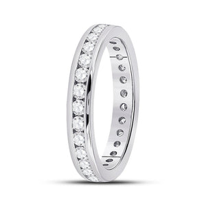 Radiant Love: 14kt White Gold Womens Round Diamond Eternity Wedding Band 1 Cttw - Splendid Jewellery