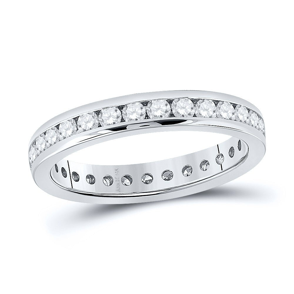 Radiant Love: 14kt White Gold Womens Round Diamond Eternity Wedding Band 1 Cttw - Splendid Jewellery