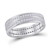 Load image into Gallery viewer, Radiant Love: 14kt White Gold Womens Round Diamond Eternity Wedding Band 1 Cttw - Top View