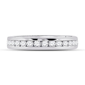 Radiant Love: 14kt White Gold Womens Round Diamond Eternity Wedding Band 1 Cttw - Front View