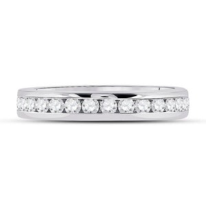 Radiant Love: 14kt White Gold Womens Round Diamond Eternity Wedding Band 1 Cttw - Splendid Jewellery