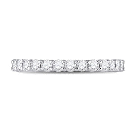 Radiant Love: 14kt White Gold Womens Round Diamond Eternity Wedding Band - Front View