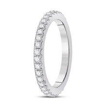 Load image into Gallery viewer, Radiant Love: 14kt White Gold Womens Round Diamond Eternity Wedding Band 3/4 Cttw - Second Side View