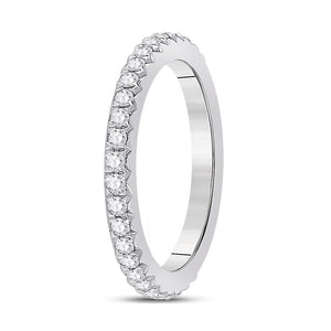 Radiant Love: 14kt White Gold Womens Round Diamond Eternity Wedding Band 3/4 Cttw - Splendid Jewellery