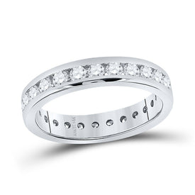 Radiant Love 14kt White Gold Womens Round Diamond Eternity Wedding Band - Top View