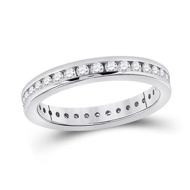 Radiant Love: 14kt White Gold Womens Round Diamond Eternity Wedding Band 7/8 Cttw - Top View