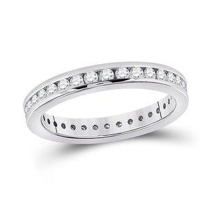 Radiant Love: 14kt White Gold Womens Round Diamond Eternity Wedding Band 7/8 Cttw - Splendid Jewellery