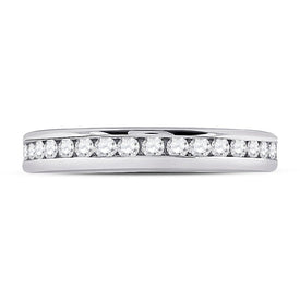 Radiant Love: 14kt White Gold Womens Round Diamond Eternity Wedding Band 7/8 Cttw - Front View