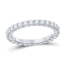 Load image into Gallery viewer, Radiant Love: 14kt White Gold Womens Round Diamond Eternity Wedding Band - Top View